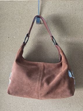 EuroWellness Suede Leather Shoulder Bag Floral Embroidered Boho Hobo Bag Western